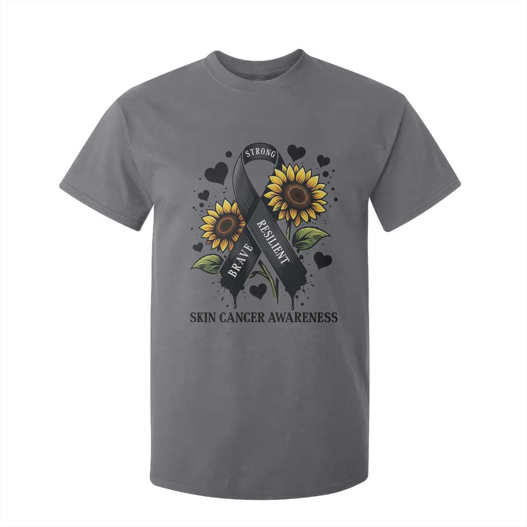 Sunflower Skin Cancer Support T Shirt For Kid Brave Strong Resilient