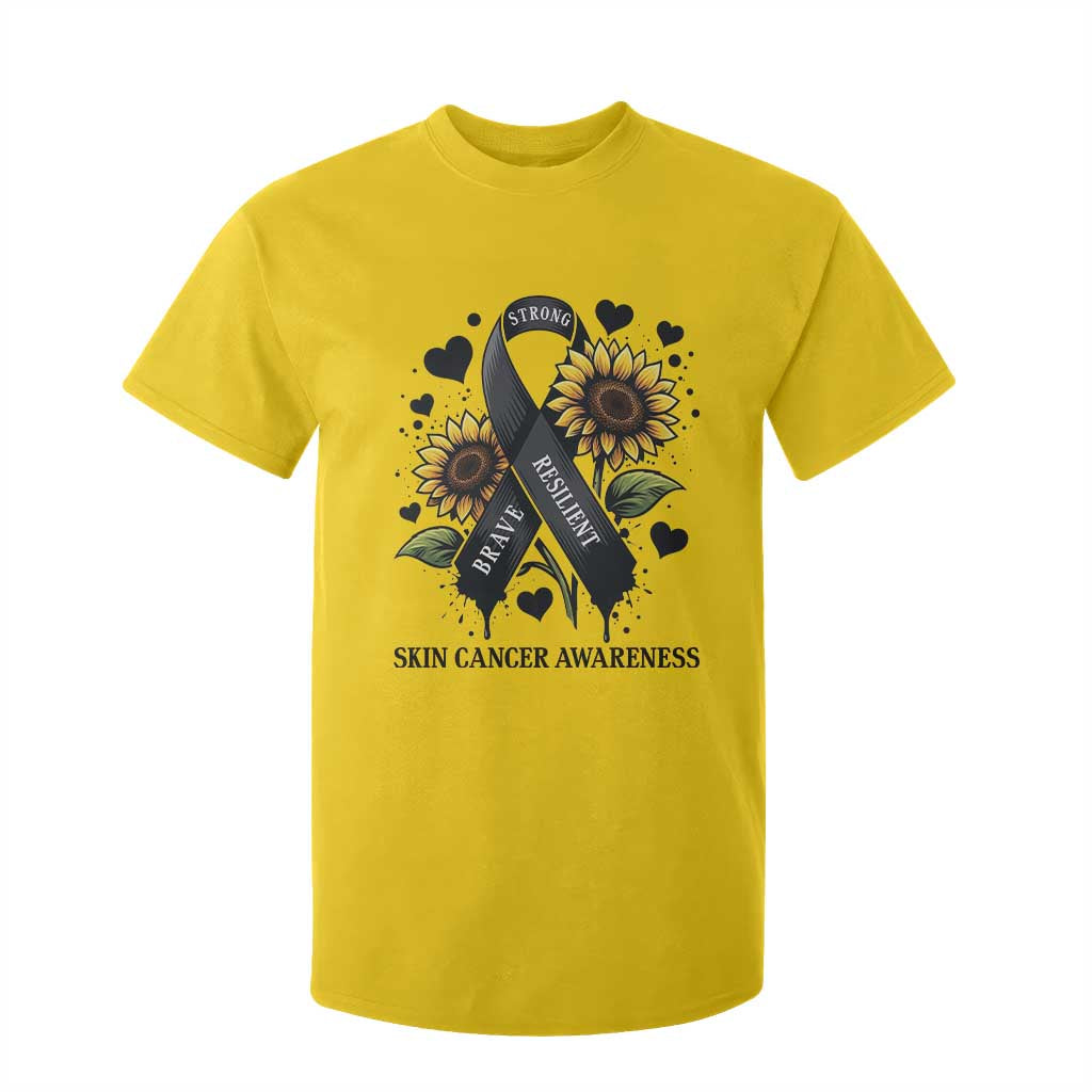 Sunflower Skin Cancer Support T Shirt For Kid Brave Strong Resilient
