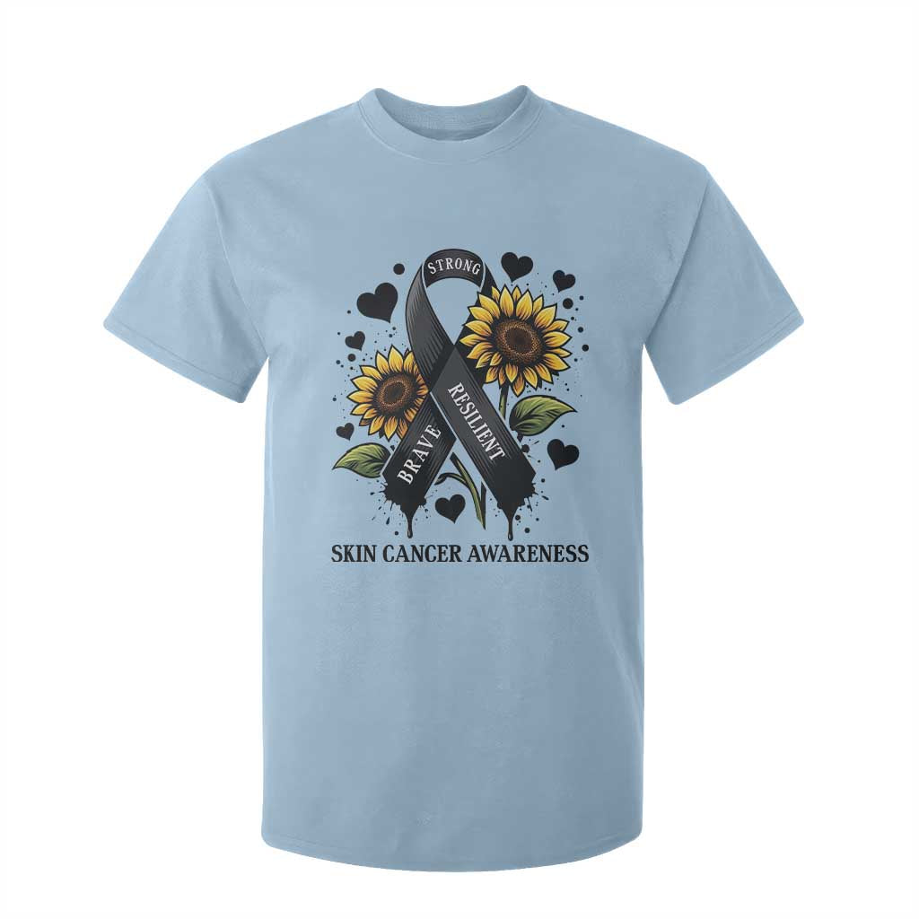 Sunflower Skin Cancer Support T Shirt For Kid Brave Strong Resilient