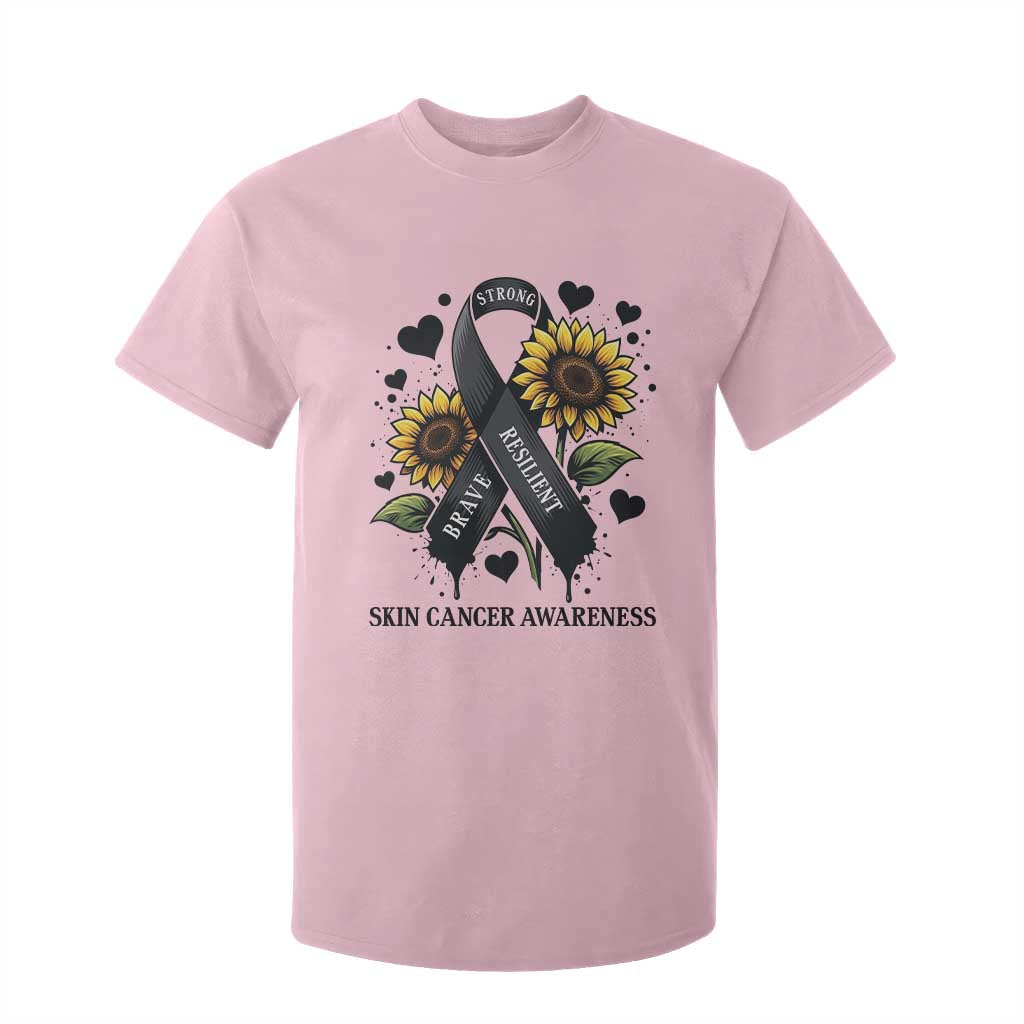 Sunflower Skin Cancer Support T Shirt For Kid Brave Strong Resilient
