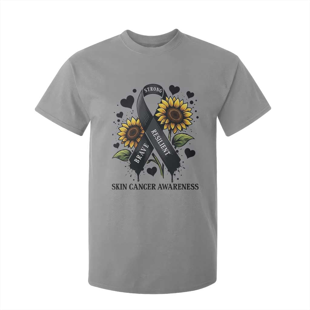 Sunflower Skin Cancer Support T Shirt For Kid Brave Strong Resilient