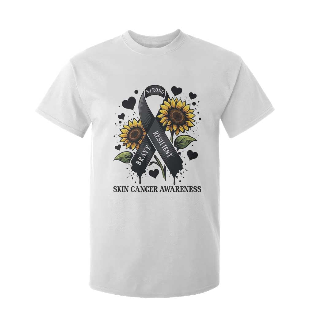 Sunflower Skin Cancer Support T Shirt For Kid Brave Strong Resilient