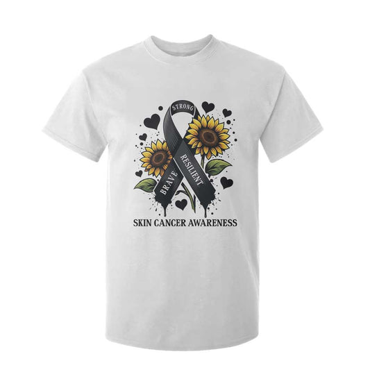 Sunflower Skin Cancer Support T Shirt For Kid Brave Strong Resilient