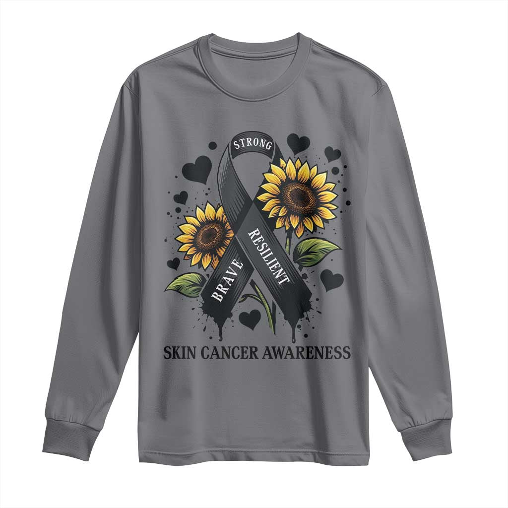 Sunflower Skin Cancer Support Long Sleeve Shirt Brave Strong Resilient