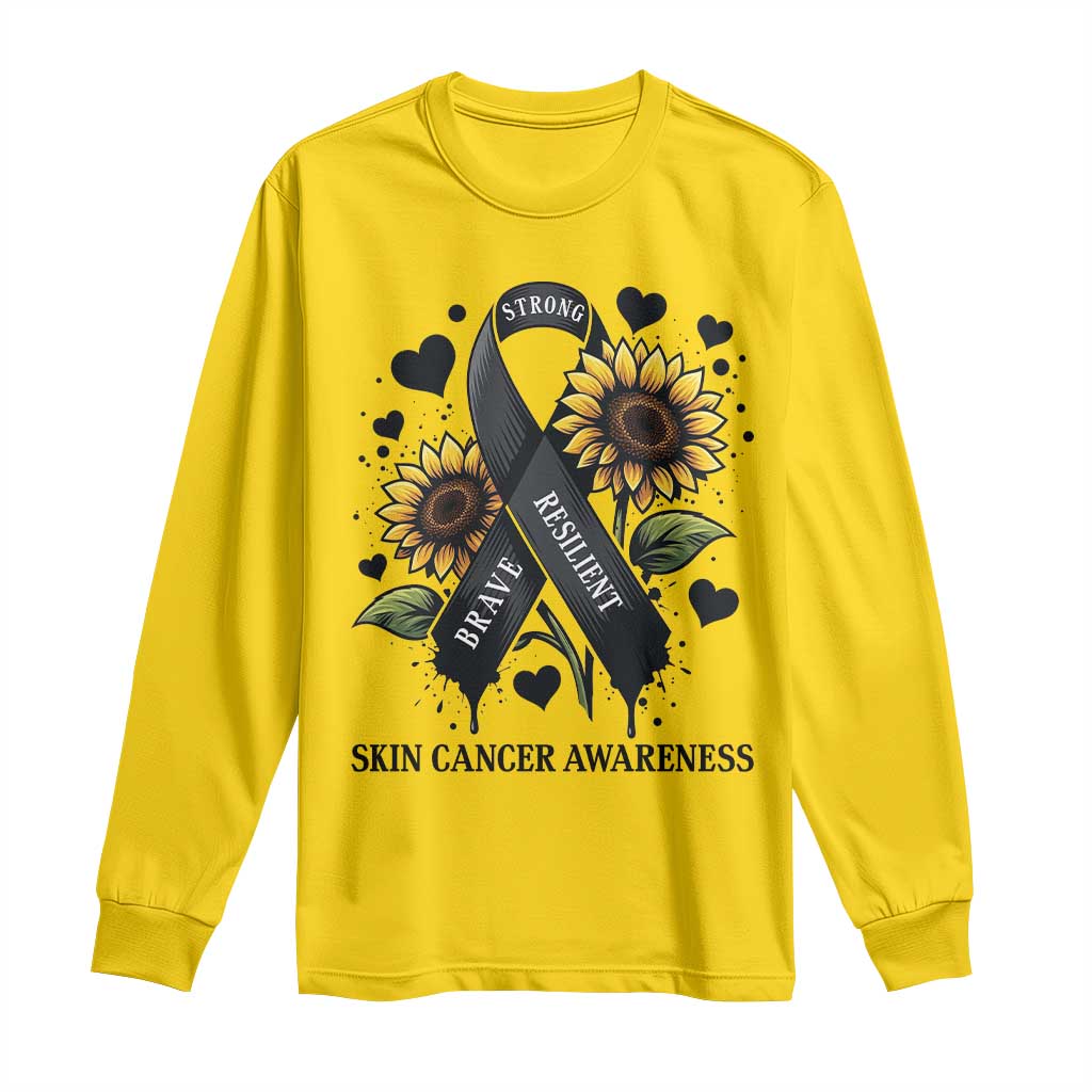 Sunflower Skin Cancer Support Long Sleeve Shirt Brave Strong Resilient