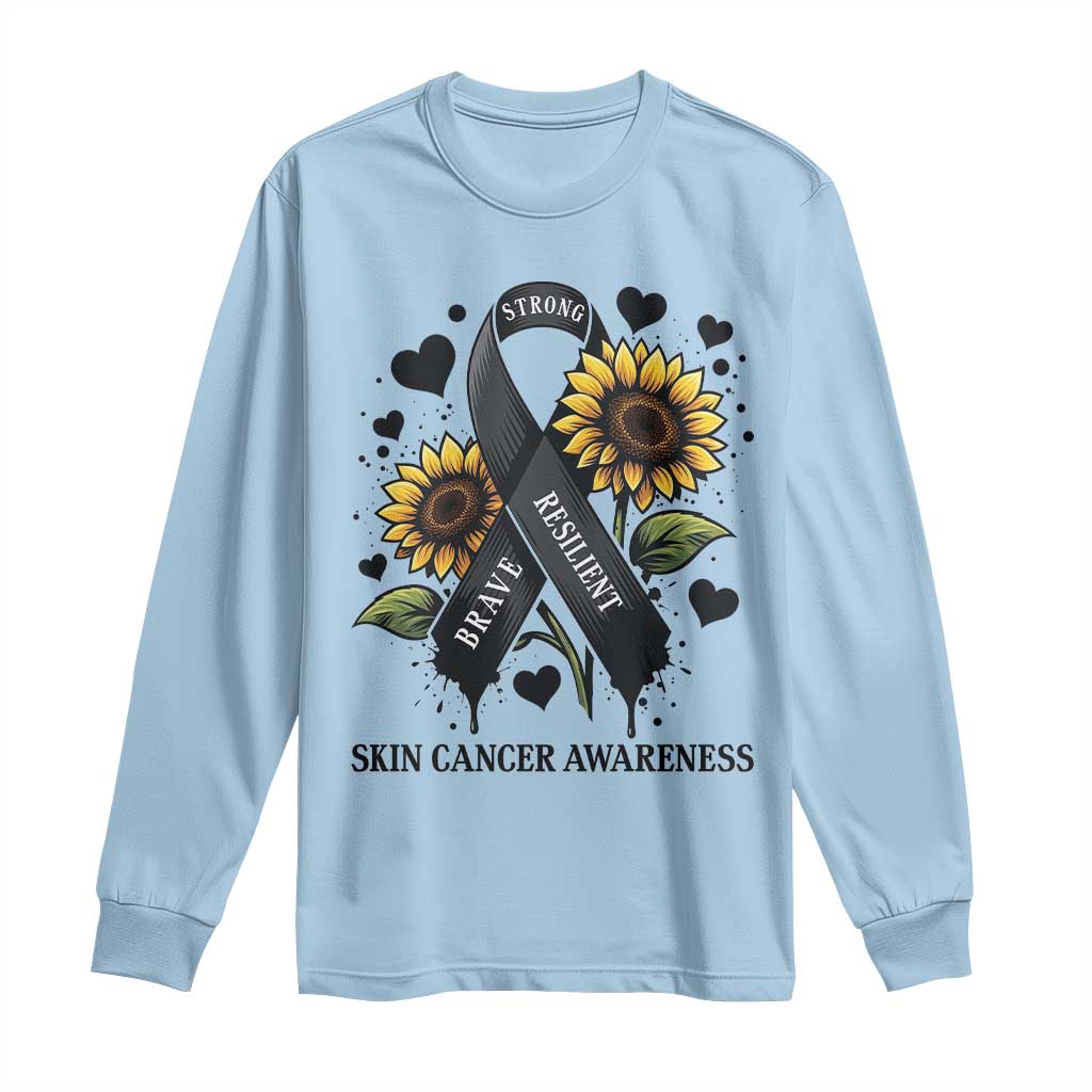 Sunflower Skin Cancer Support Long Sleeve Shirt Brave Strong Resilient