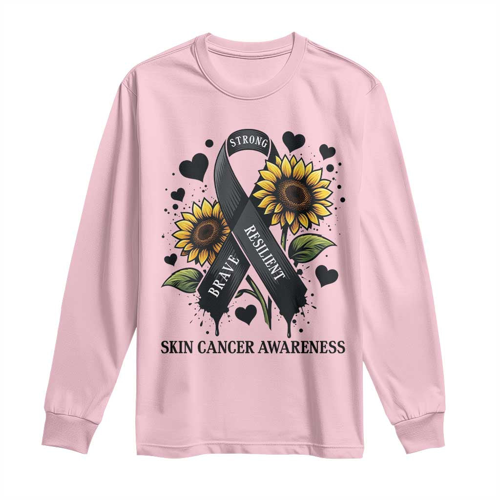 Sunflower Skin Cancer Support Long Sleeve Shirt Brave Strong Resilient