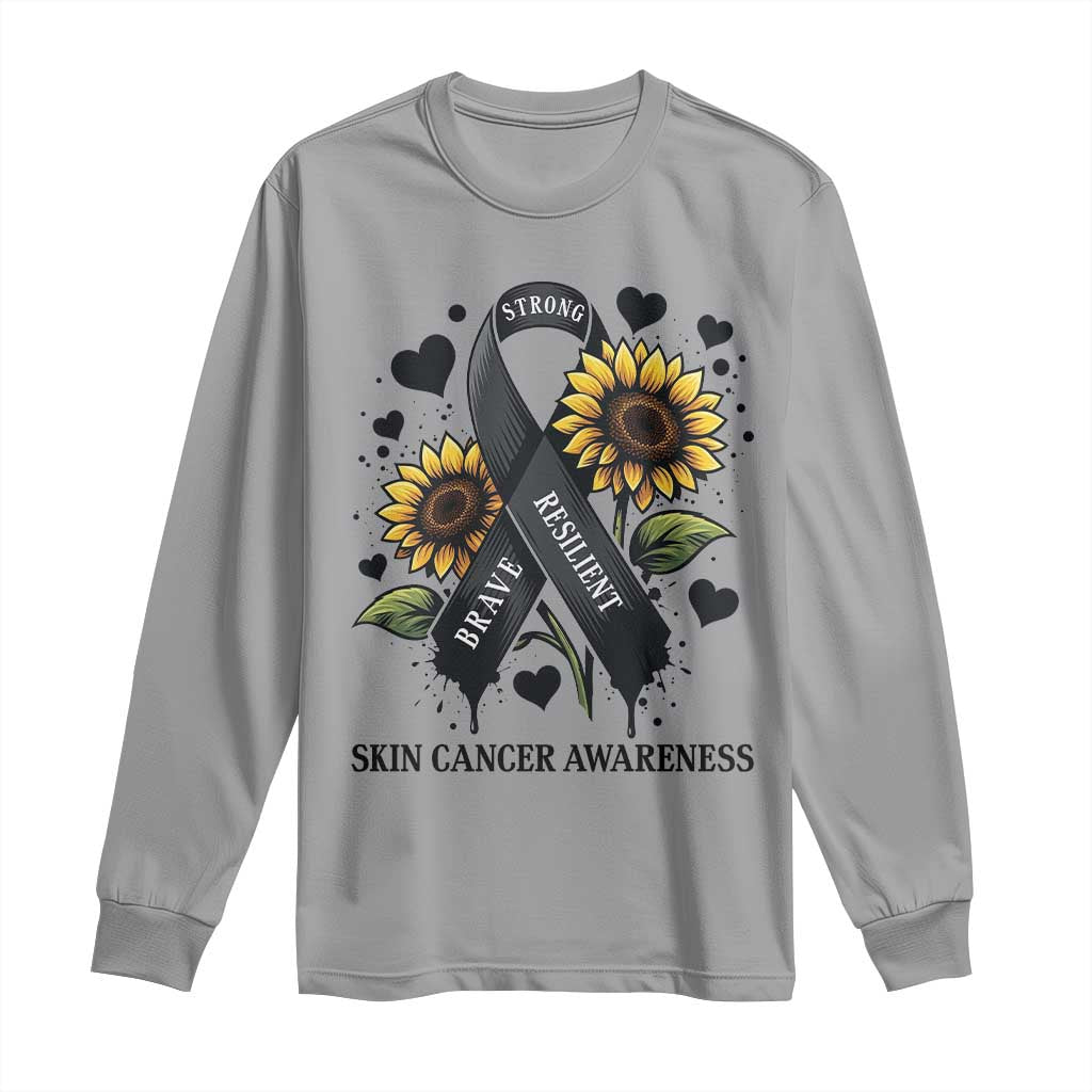 Sunflower Skin Cancer Support Long Sleeve Shirt Brave Strong Resilient