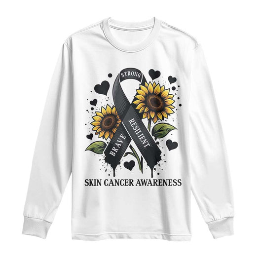 Sunflower Skin Cancer Support Long Sleeve Shirt Brave Strong Resilient