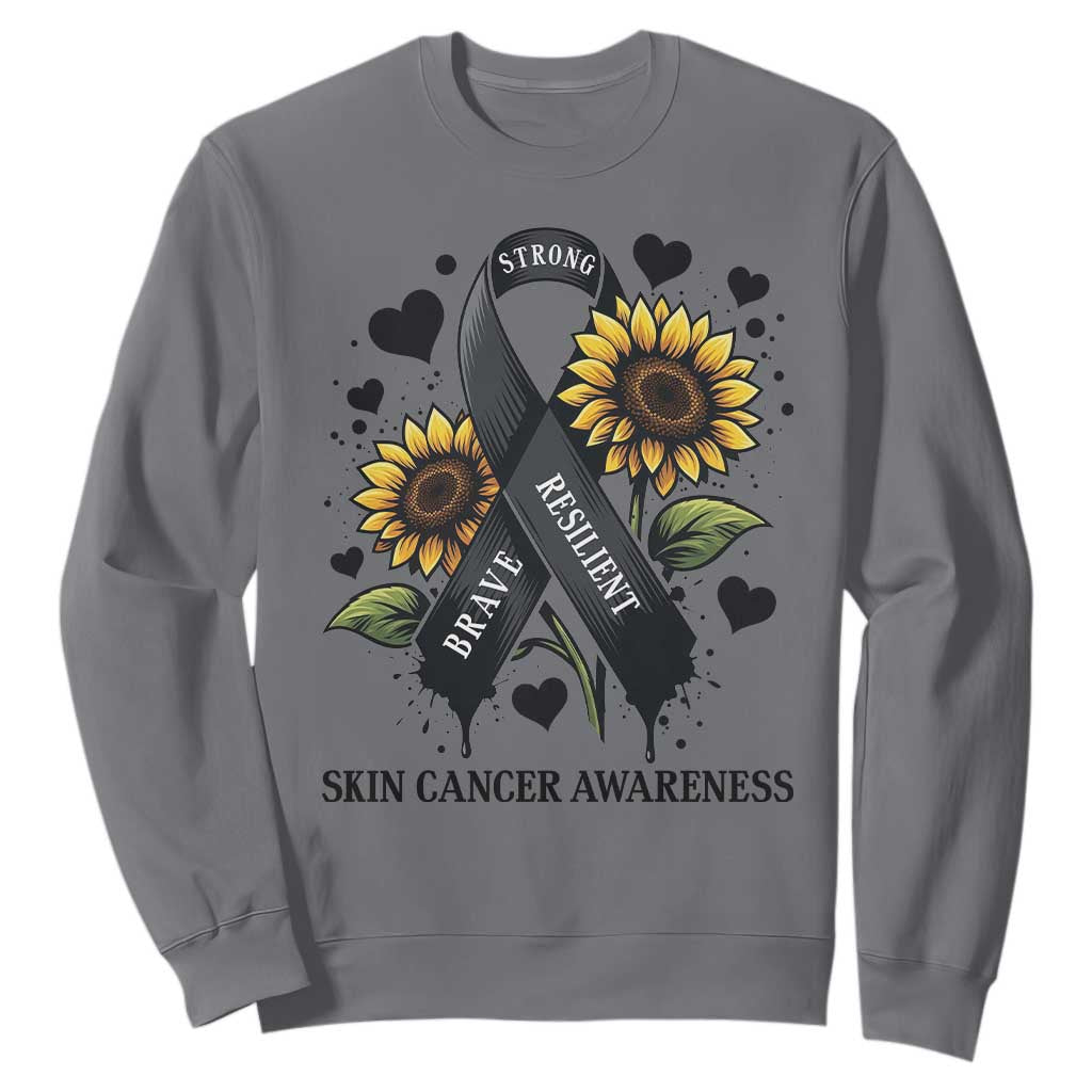 Sunflower Skin Cancer Support Sweatshirt Brave Strong Resilient