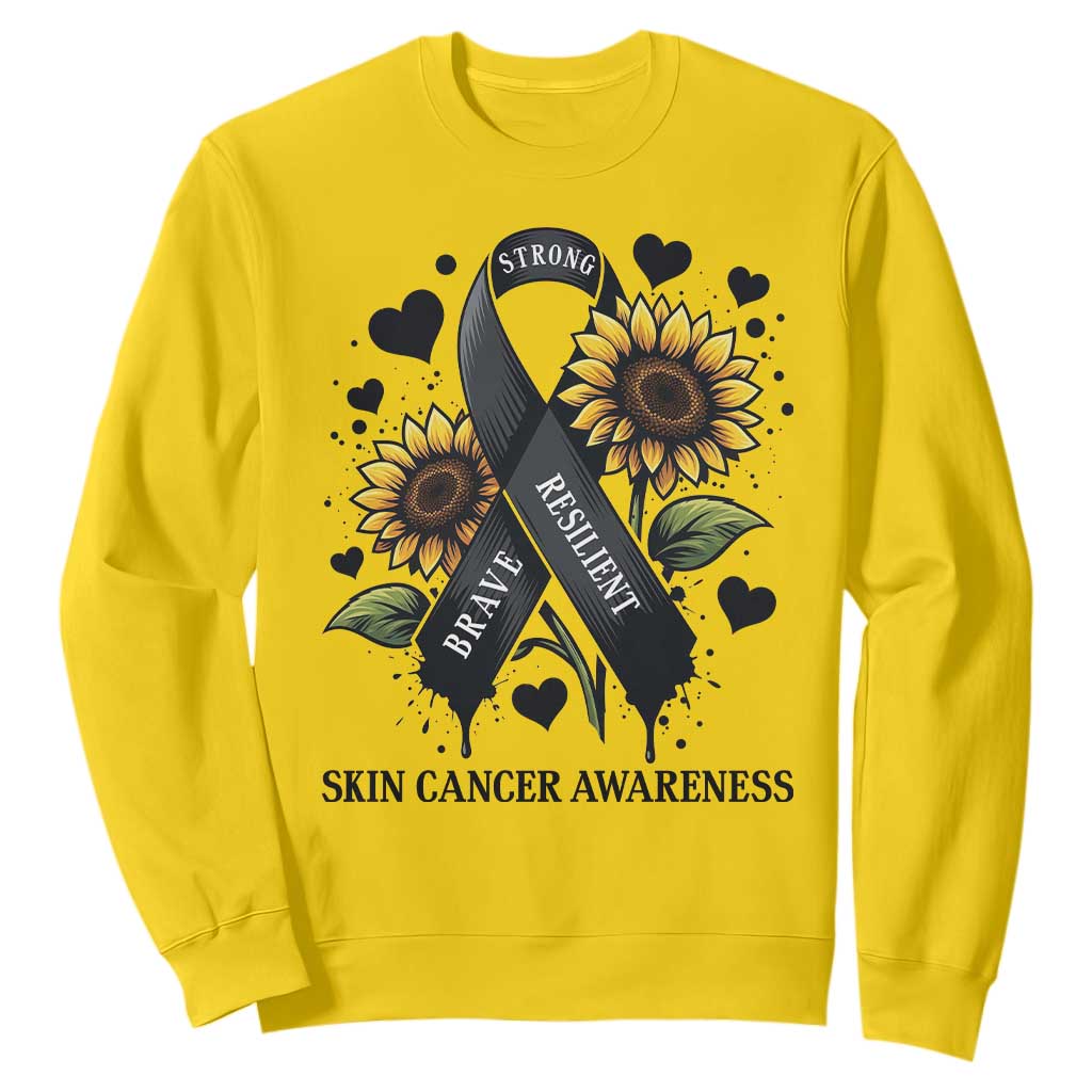 Sunflower Skin Cancer Support Sweatshirt Brave Strong Resilient