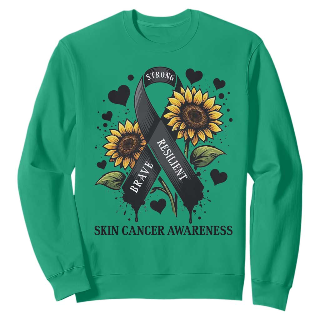 Sunflower Skin Cancer Support Sweatshirt Brave Strong Resilient