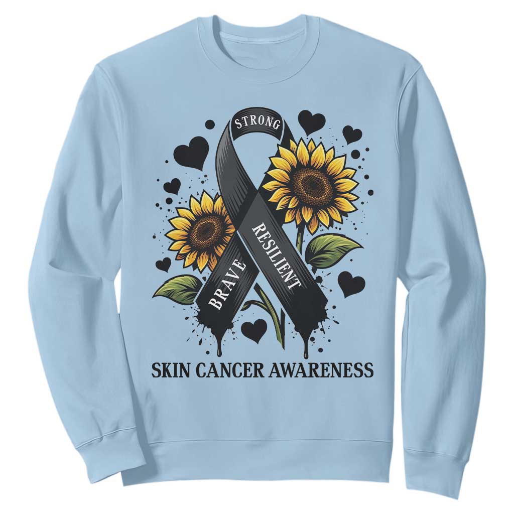 Sunflower Skin Cancer Support Sweatshirt Brave Strong Resilient