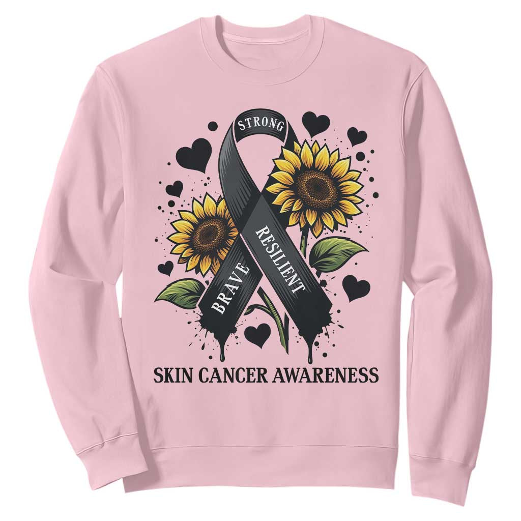 Sunflower Skin Cancer Support Sweatshirt Brave Strong Resilient