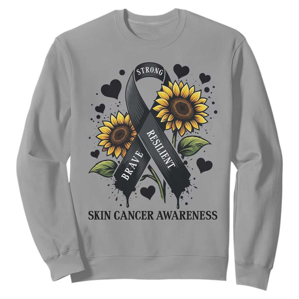 Sunflower Skin Cancer Support Sweatshirt Brave Strong Resilient