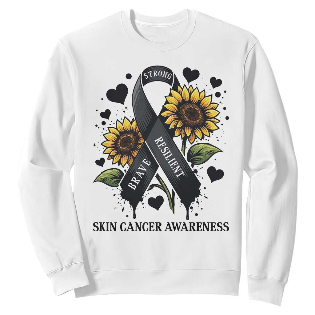 Sunflower Skin Cancer Support Sweatshirt Brave Strong Resilient