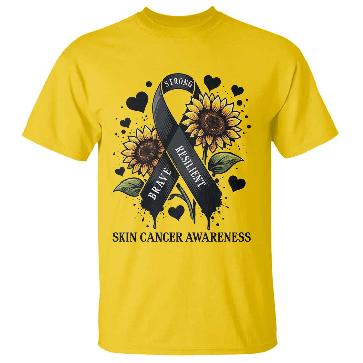 Sunflower Skin Cancer Support T Shirt Brave Strong Resilient