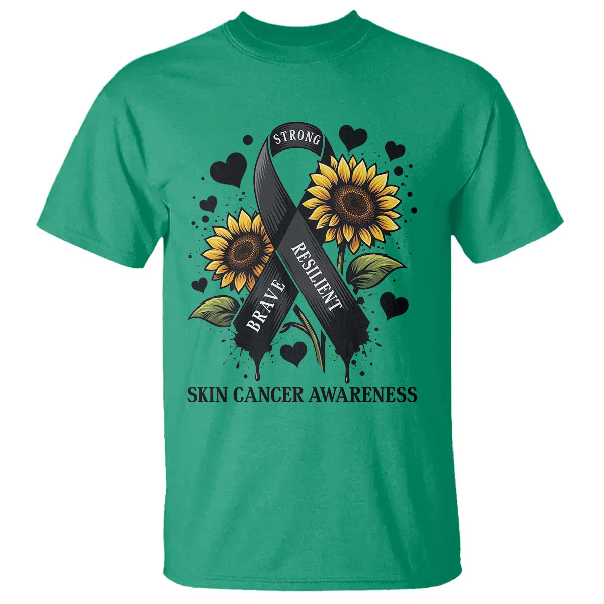 Sunflower Skin Cancer Support T Shirt Brave Strong Resilient