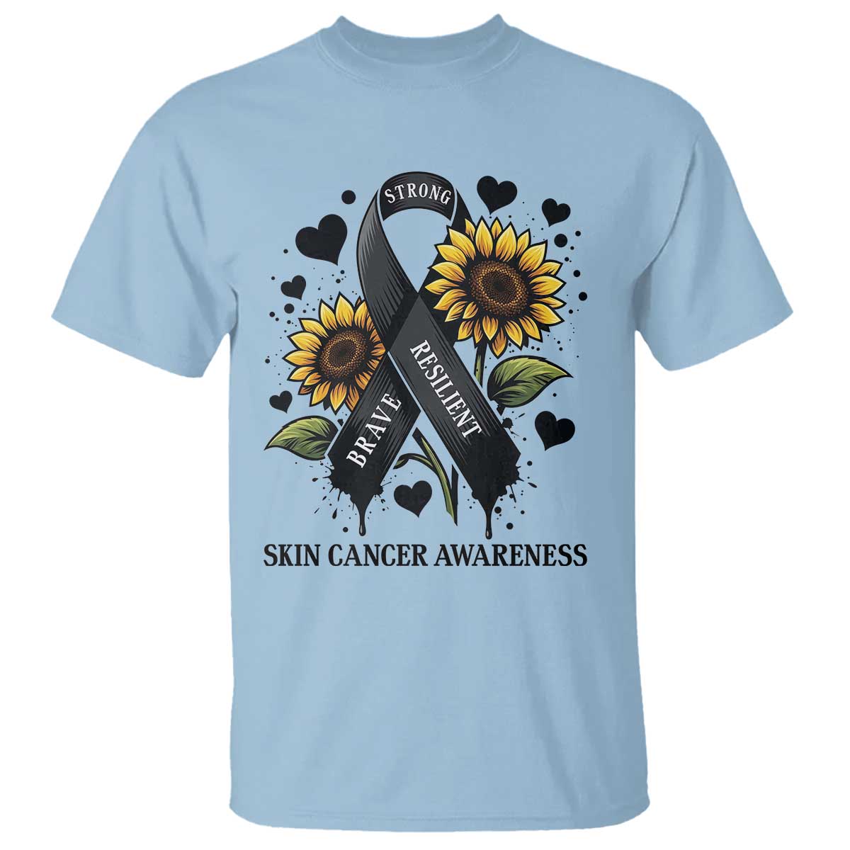 Sunflower Skin Cancer Support T Shirt Brave Strong Resilient