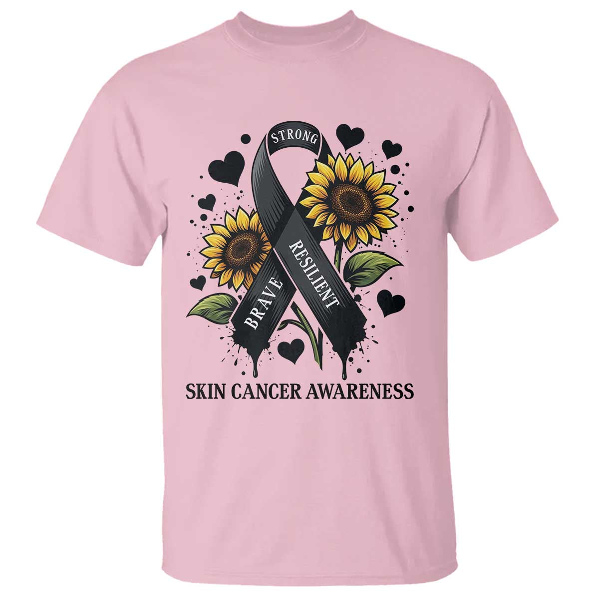 Sunflower Skin Cancer Support T Shirt Brave Strong Resilient