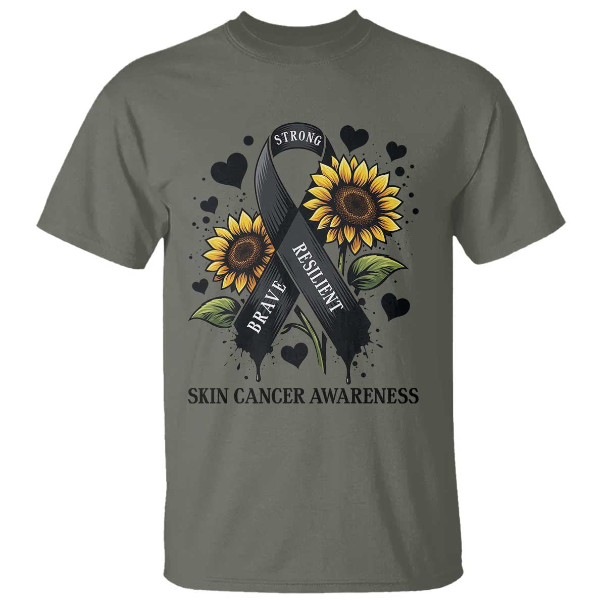 Sunflower Skin Cancer Support T Shirt Brave Strong Resilient