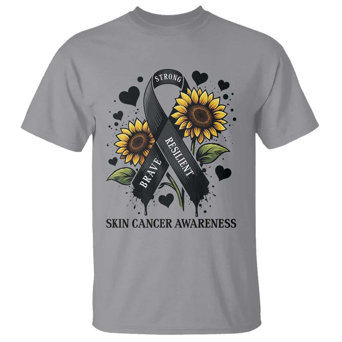 Sunflower Skin Cancer Support T Shirt Brave Strong Resilient