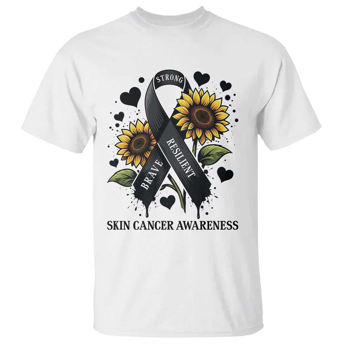 Sunflower Skin Cancer Support T Shirt Brave Strong Resilient