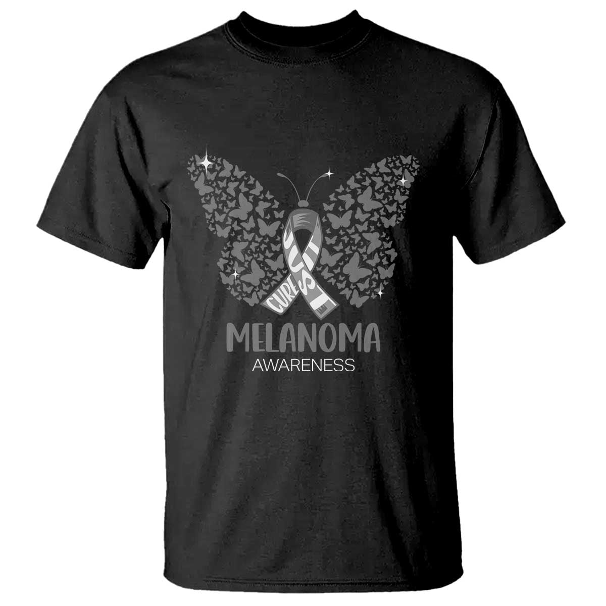 Just Cure It T Shirt Melanoma Warrior Butterfly Support