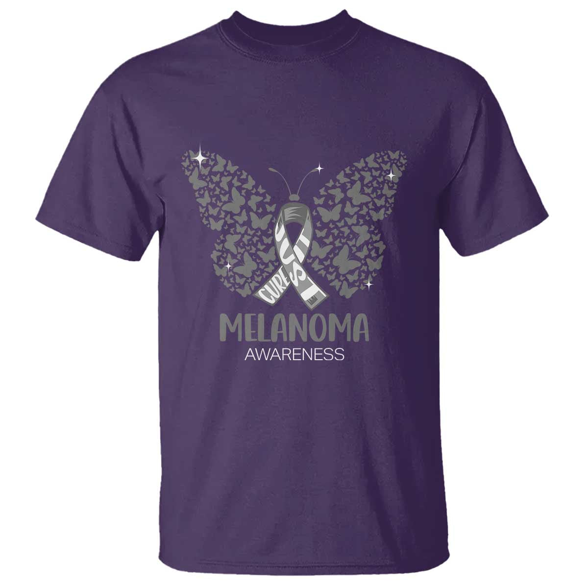 Just Cure It T Shirt Melanoma Warrior Butterfly Support