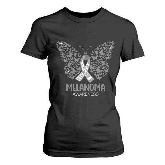 Just Cure It T Shirt For Women Melanoma Warrior Butterfly Support