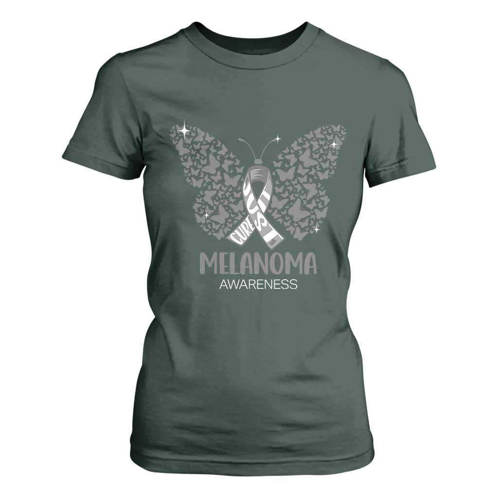Just Cure It T Shirt For Women Melanoma Warrior Butterfly Support