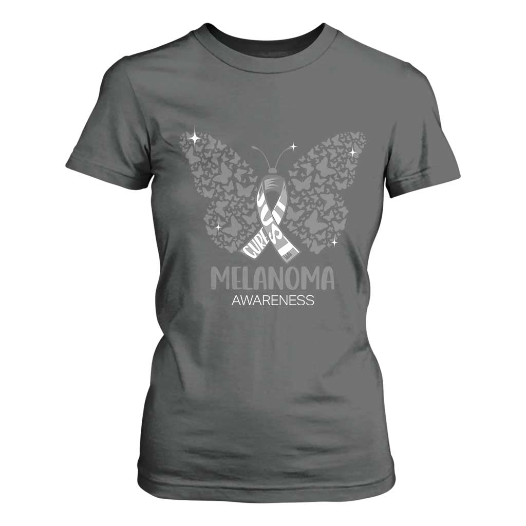 Just Cure It T Shirt For Women Melanoma Warrior Butterfly Support