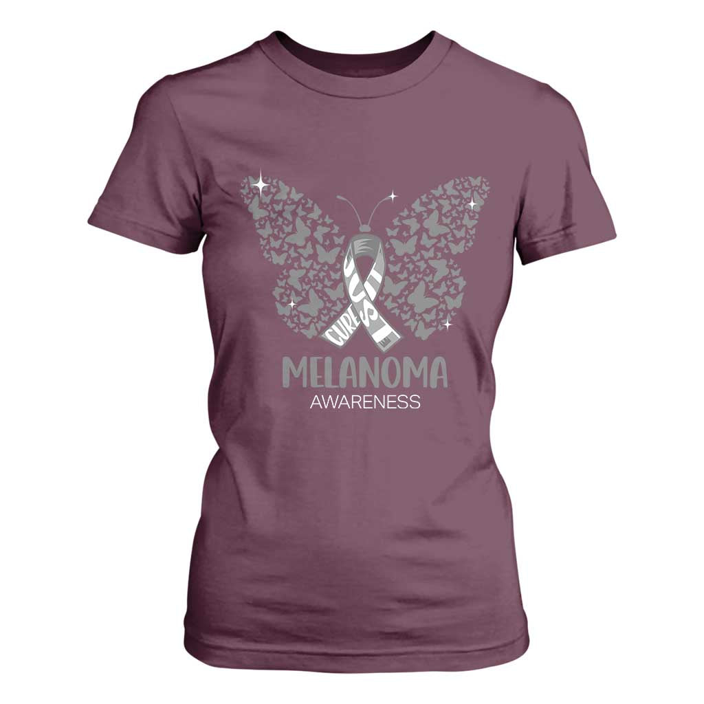 Just Cure It T Shirt For Women Melanoma Warrior Butterfly Support