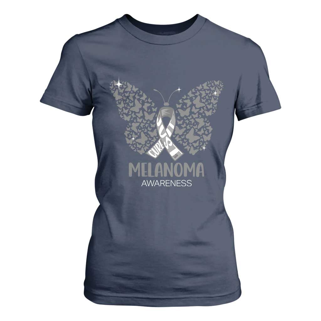 Just Cure It T Shirt For Women Melanoma Warrior Butterfly Support