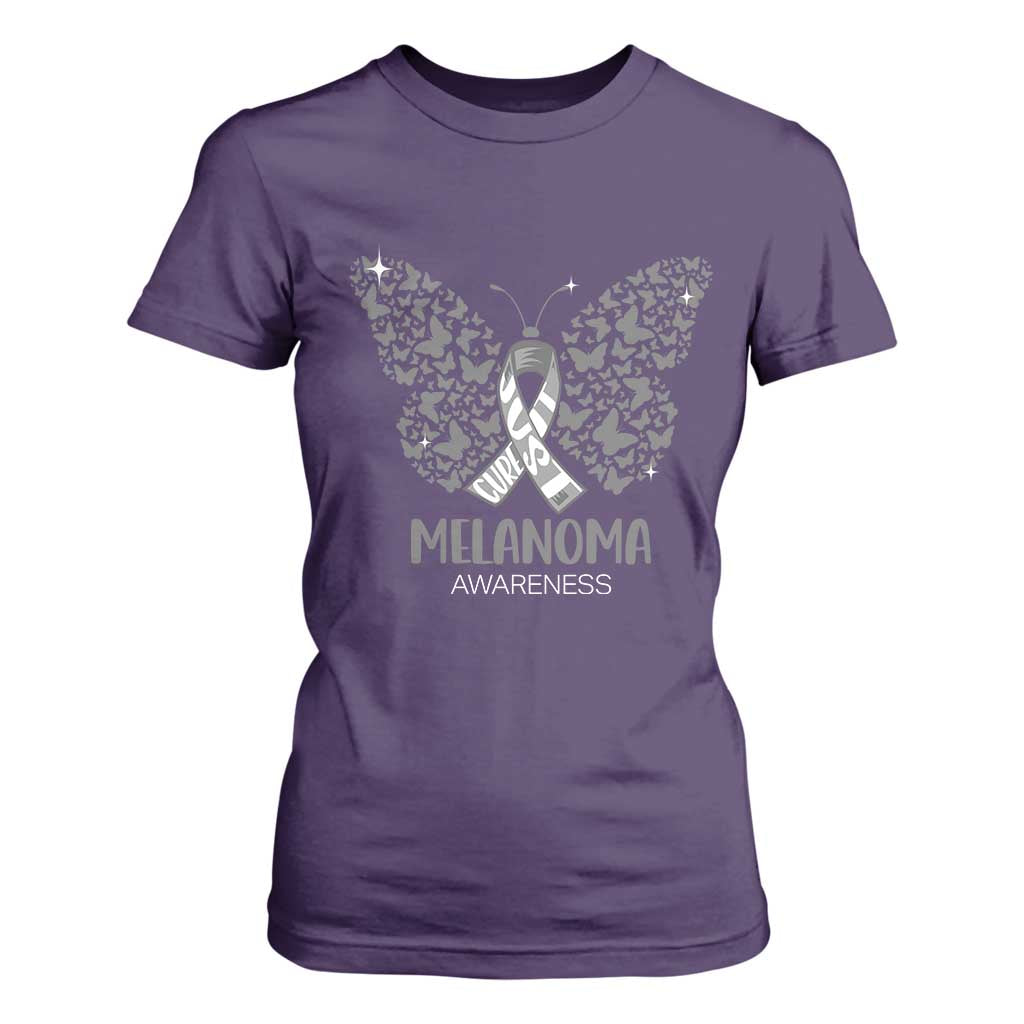 Just Cure It T Shirt For Women Melanoma Warrior Butterfly Support