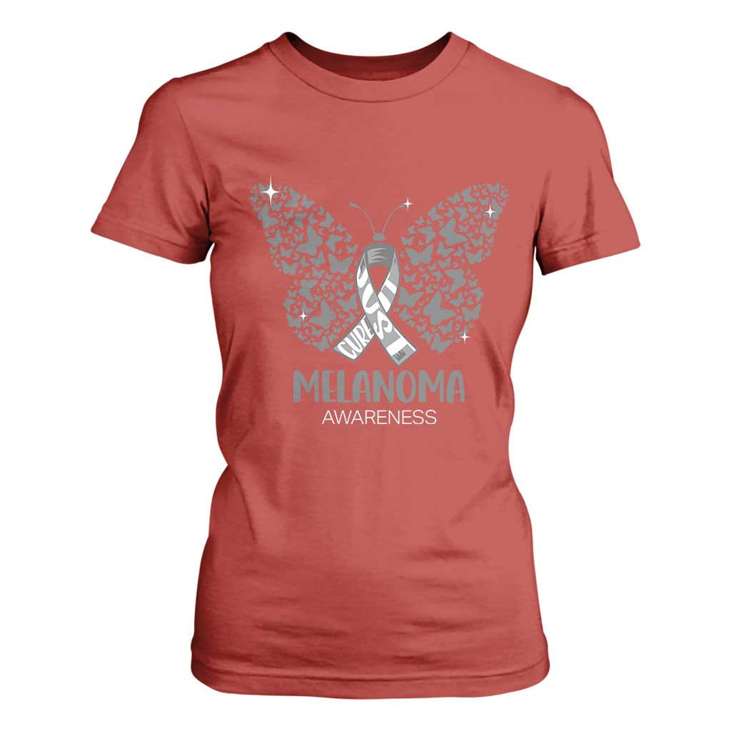 Just Cure It T Shirt For Women Melanoma Warrior Butterfly Support