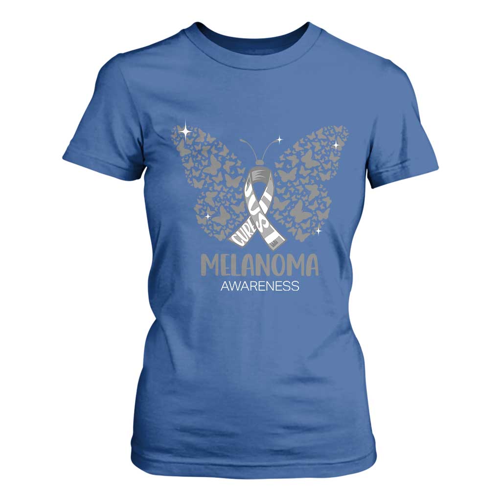 Just Cure It T Shirt For Women Melanoma Warrior Butterfly Support