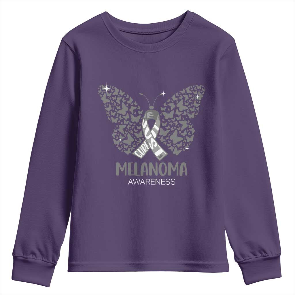 Just Cure It Youth Sweatshirt Melanoma Warrior Butterfly Support