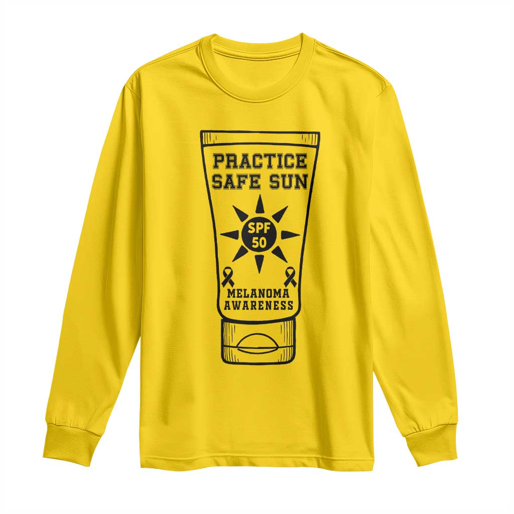 Practice Safe Sun Long Sleeve Shirt Funny Melanoma Skin Cancer Graphic