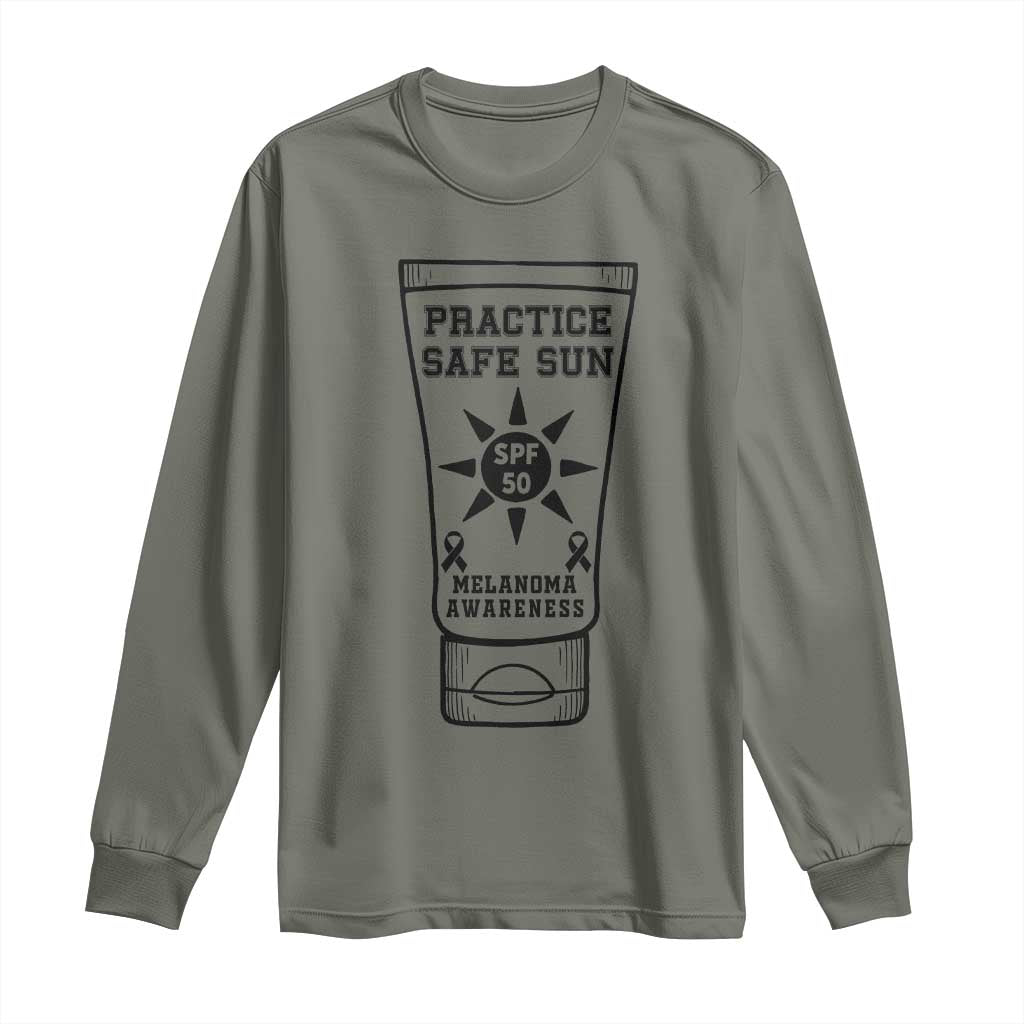 Practice Safe Sun Long Sleeve Shirt Funny Melanoma Skin Cancer Graphic