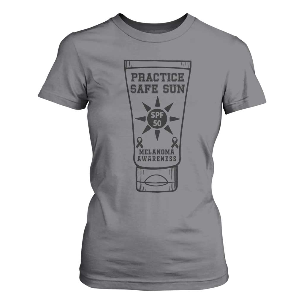 Practice Safe Sun T Shirt For Women Funny Melanoma Skin Cancer Graphic