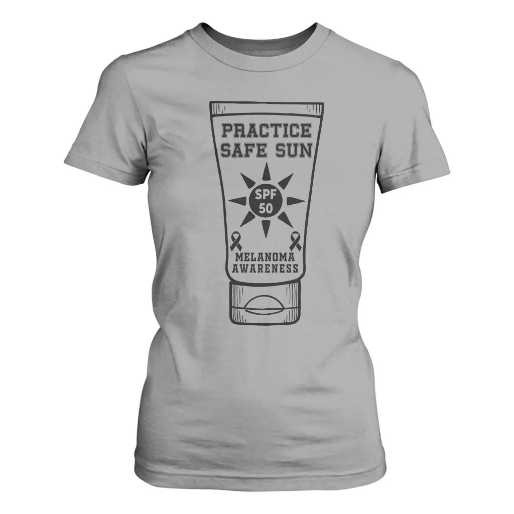 Practice Safe Sun T Shirt For Women Funny Melanoma Skin Cancer Graphic