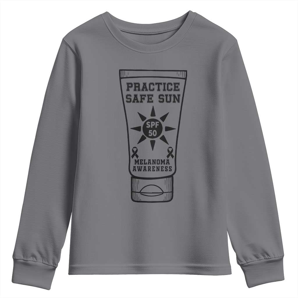 Practice Safe Sun Youth Sweatshirt Funny Melanoma Skin Cancer Graphic