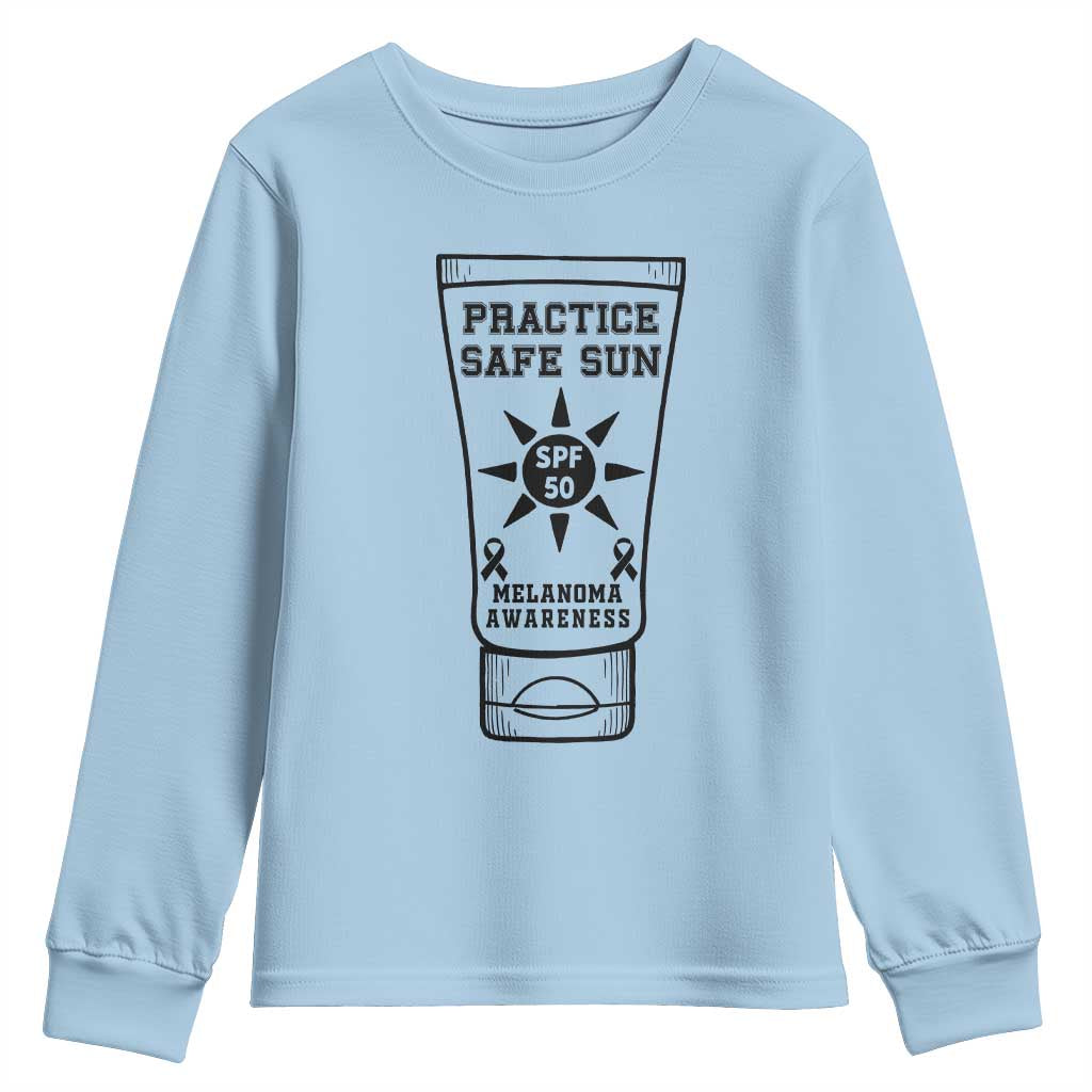 Practice Safe Sun Youth Sweatshirt Funny Melanoma Skin Cancer Graphic