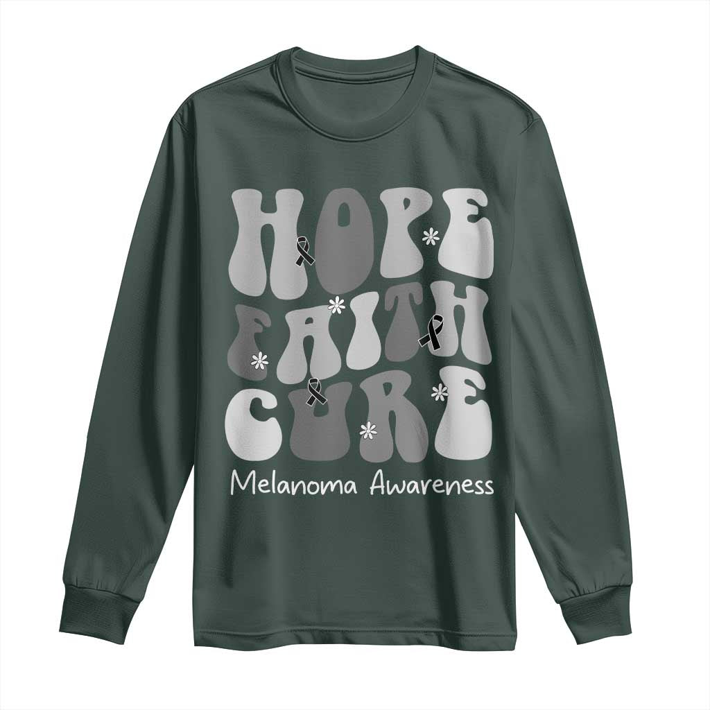 Faith Hope Cure Melanoma Long Sleeve Shirt Skin Cancer Fighter