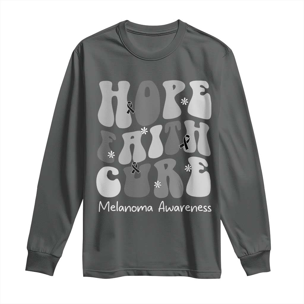 Faith Hope Cure Melanoma Long Sleeve Shirt Skin Cancer Fighter