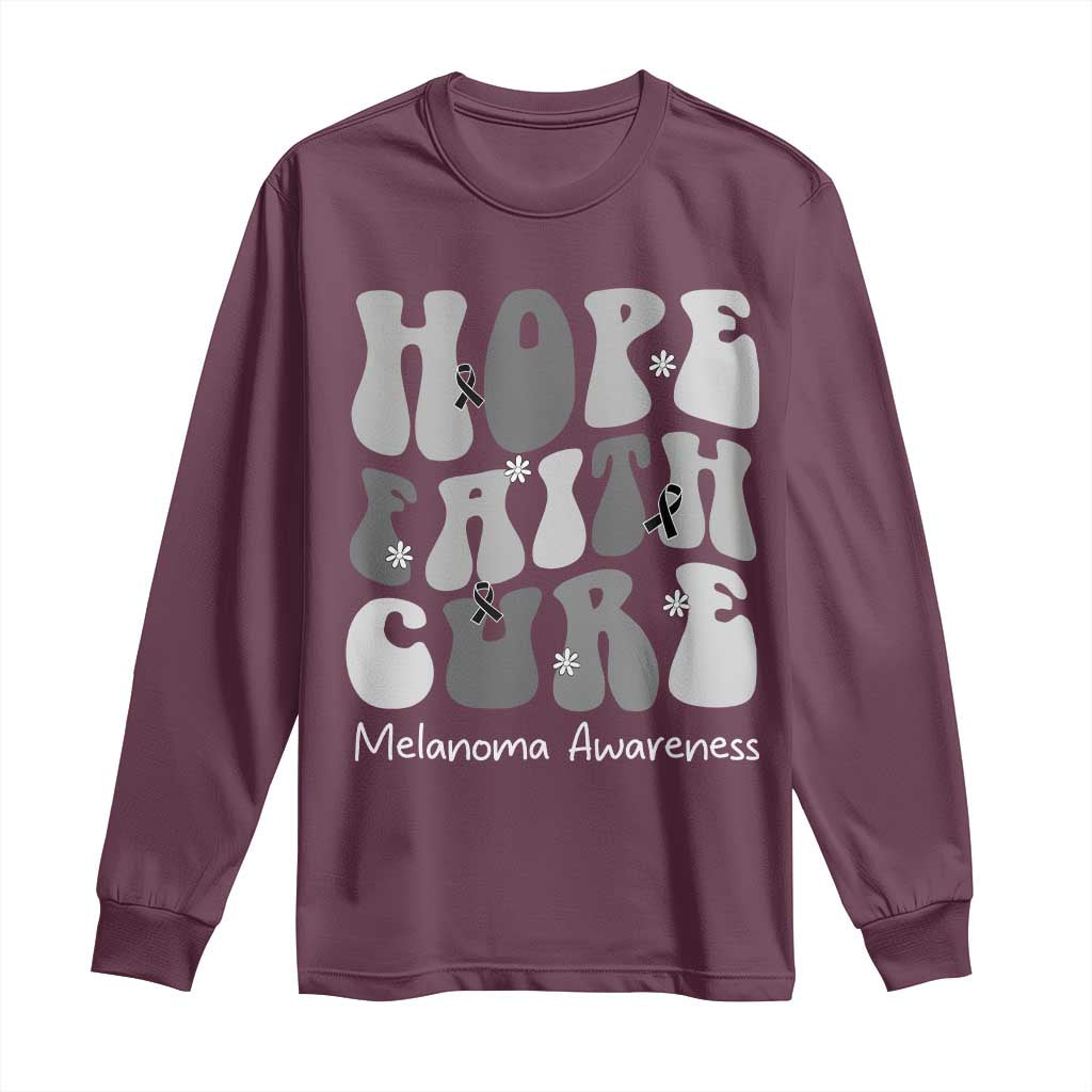 Faith Hope Cure Melanoma Long Sleeve Shirt Skin Cancer Fighter
