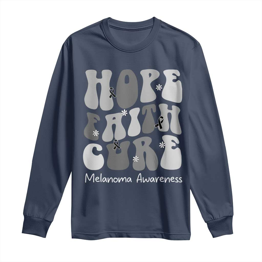 Faith Hope Cure Melanoma Long Sleeve Shirt Skin Cancer Fighter