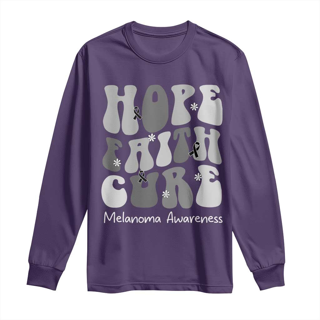 Faith Hope Cure Melanoma Long Sleeve Shirt Skin Cancer Fighter