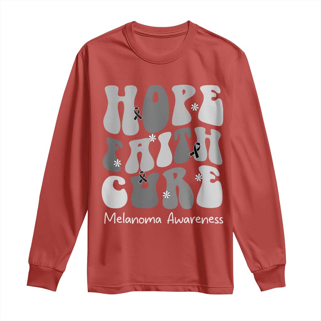 Faith Hope Cure Melanoma Long Sleeve Shirt Skin Cancer Fighter